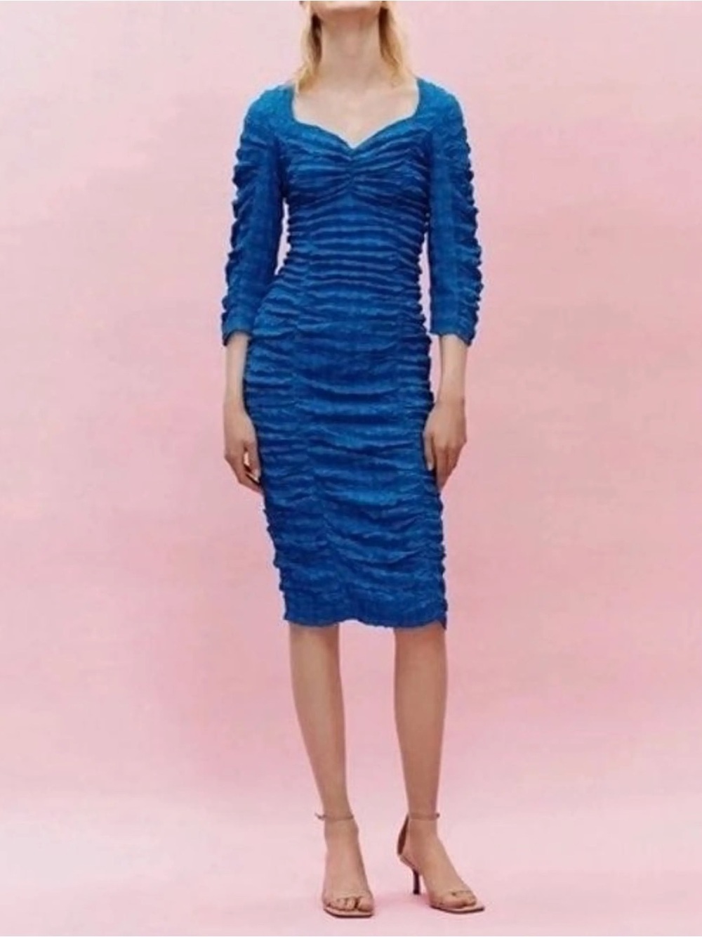 NWT Zara Blue Ruched Dress